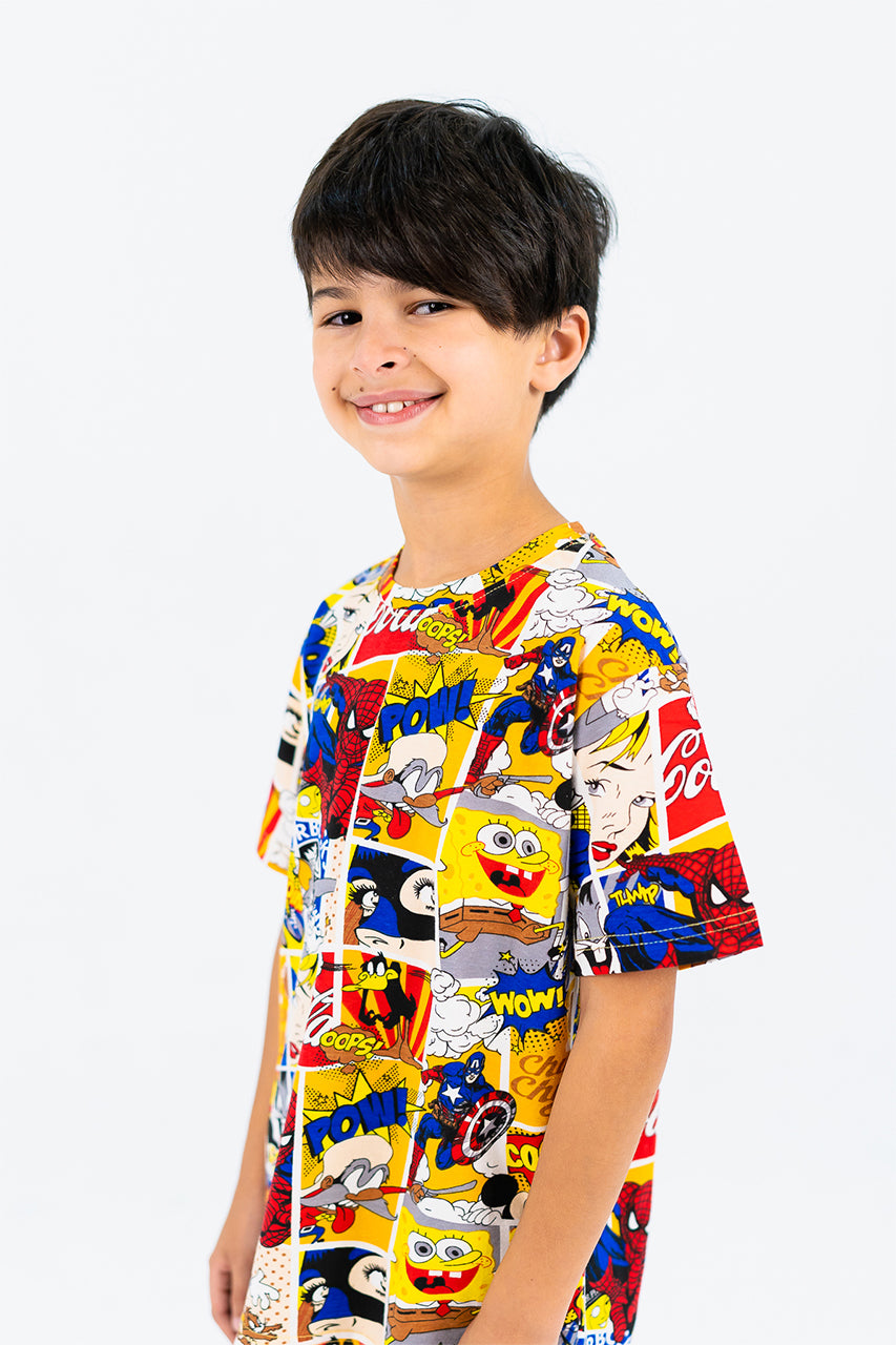 Boy's cotton t-shirt with Sponge bob print - side view