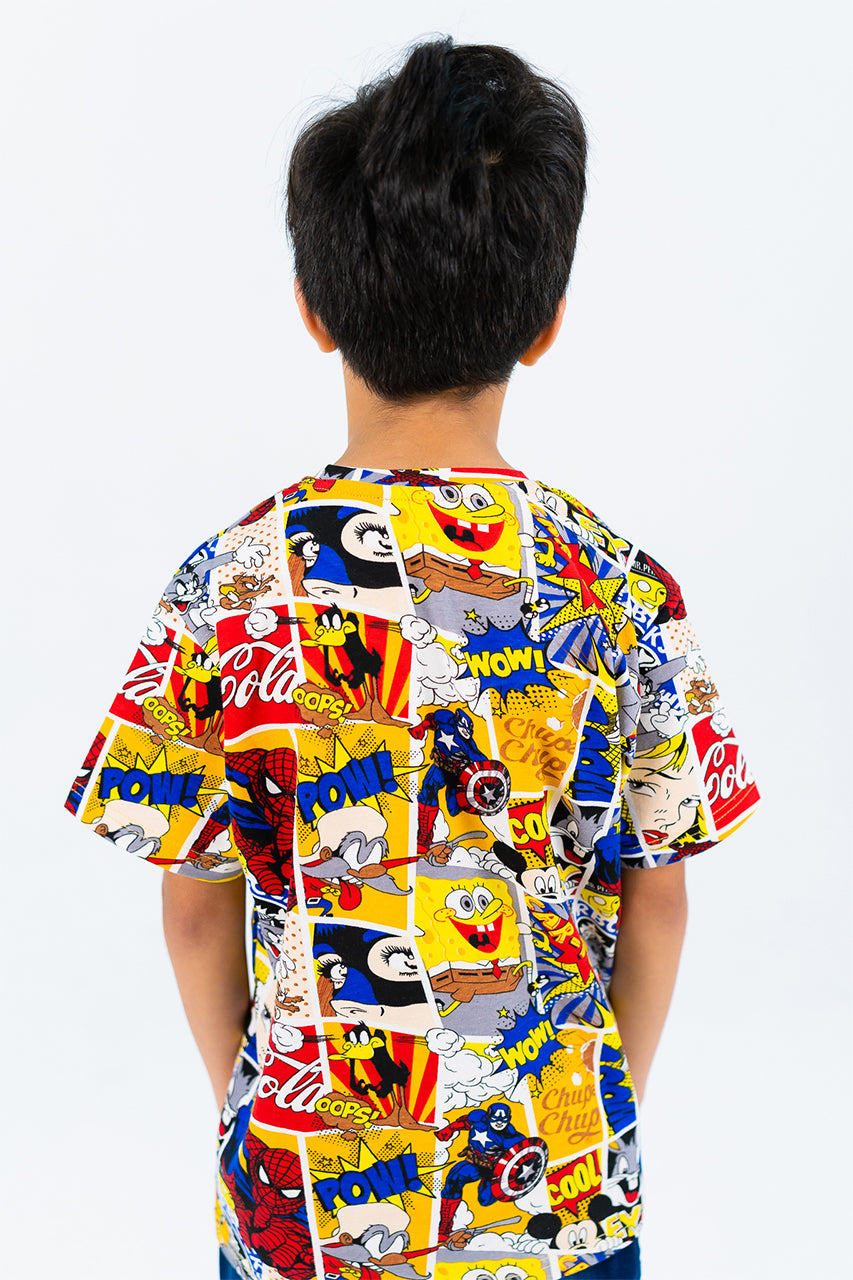 Boy's cotton t-shirt with Sponge bob print - back view