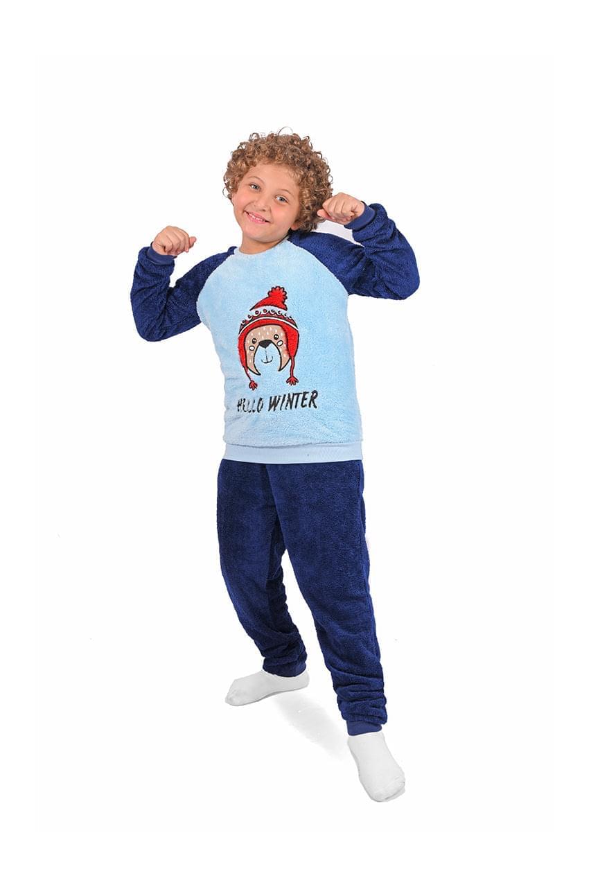 Boy's winter Fur pajamas with Icy Teddy design
