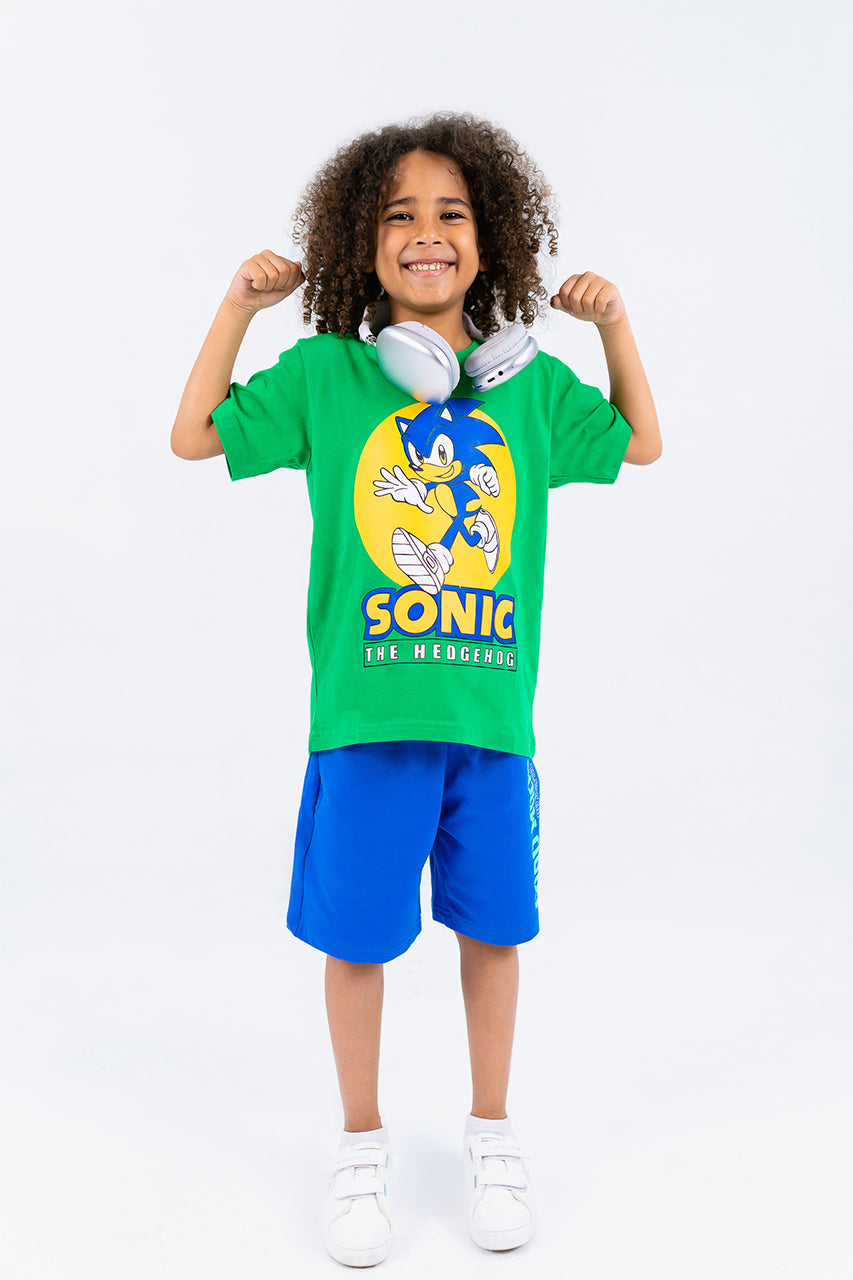 Boy's cotton t-shirt with Sonic design - front view
