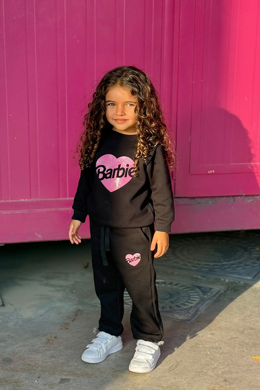 Girls Sweatshirt with Barbie printed - Black- front view