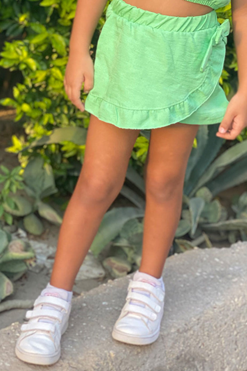 Girls matching set: t-shirt and skirt - Ketan - Green apple