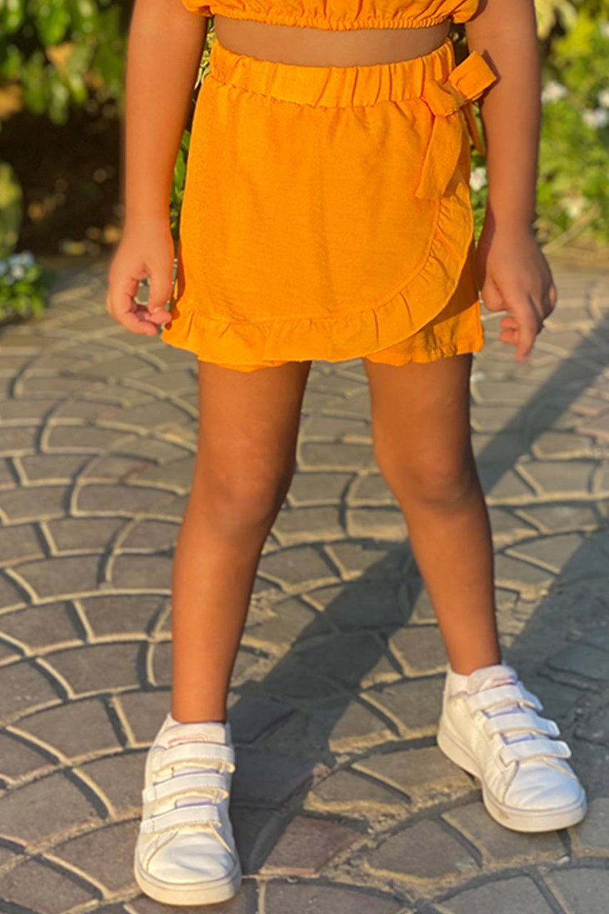 Girls matching set: t-shirt and skirt - Ketan - Orange