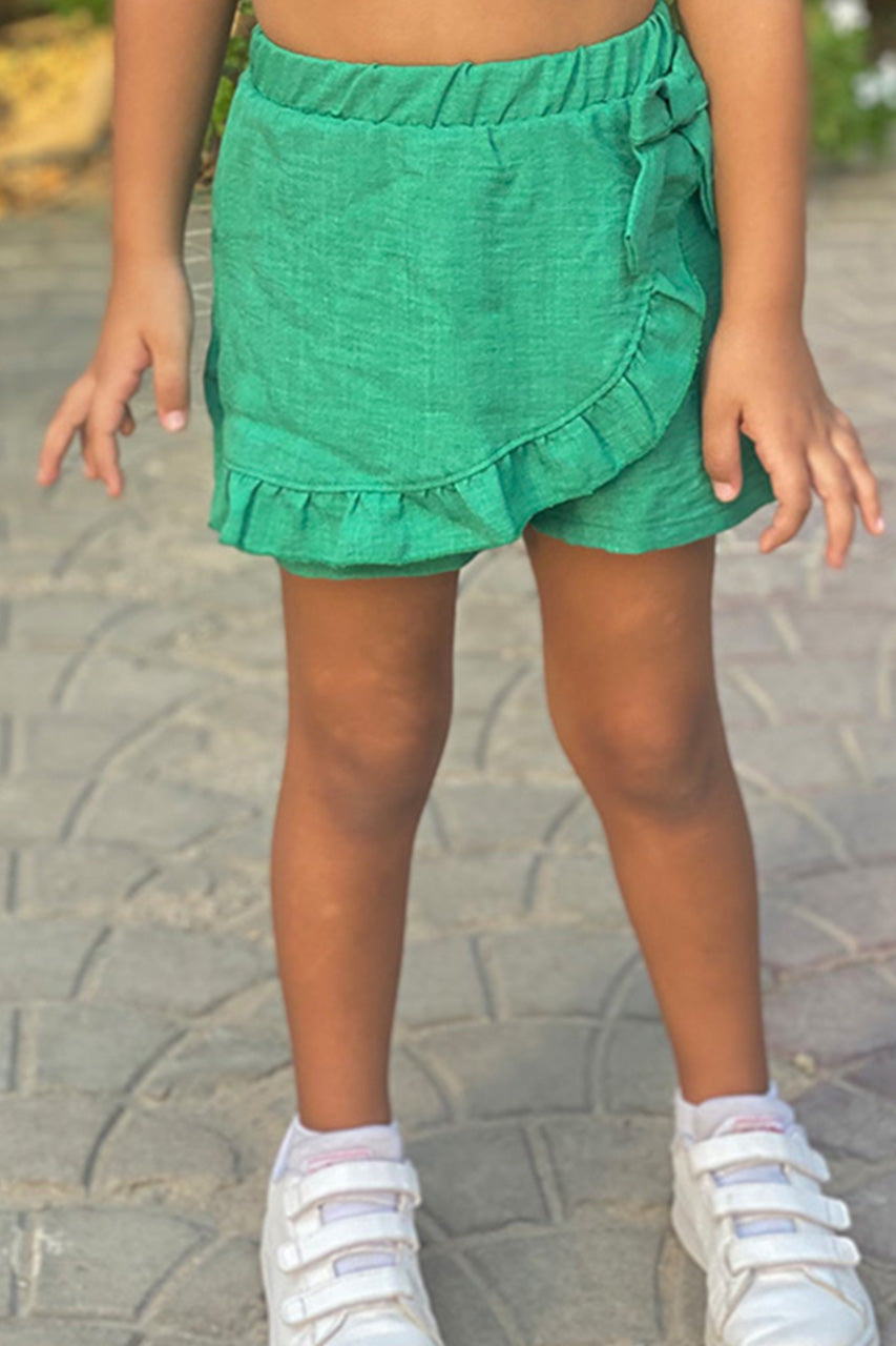 Girls matching set: t-shirt and skirt - Ketan - Dark green