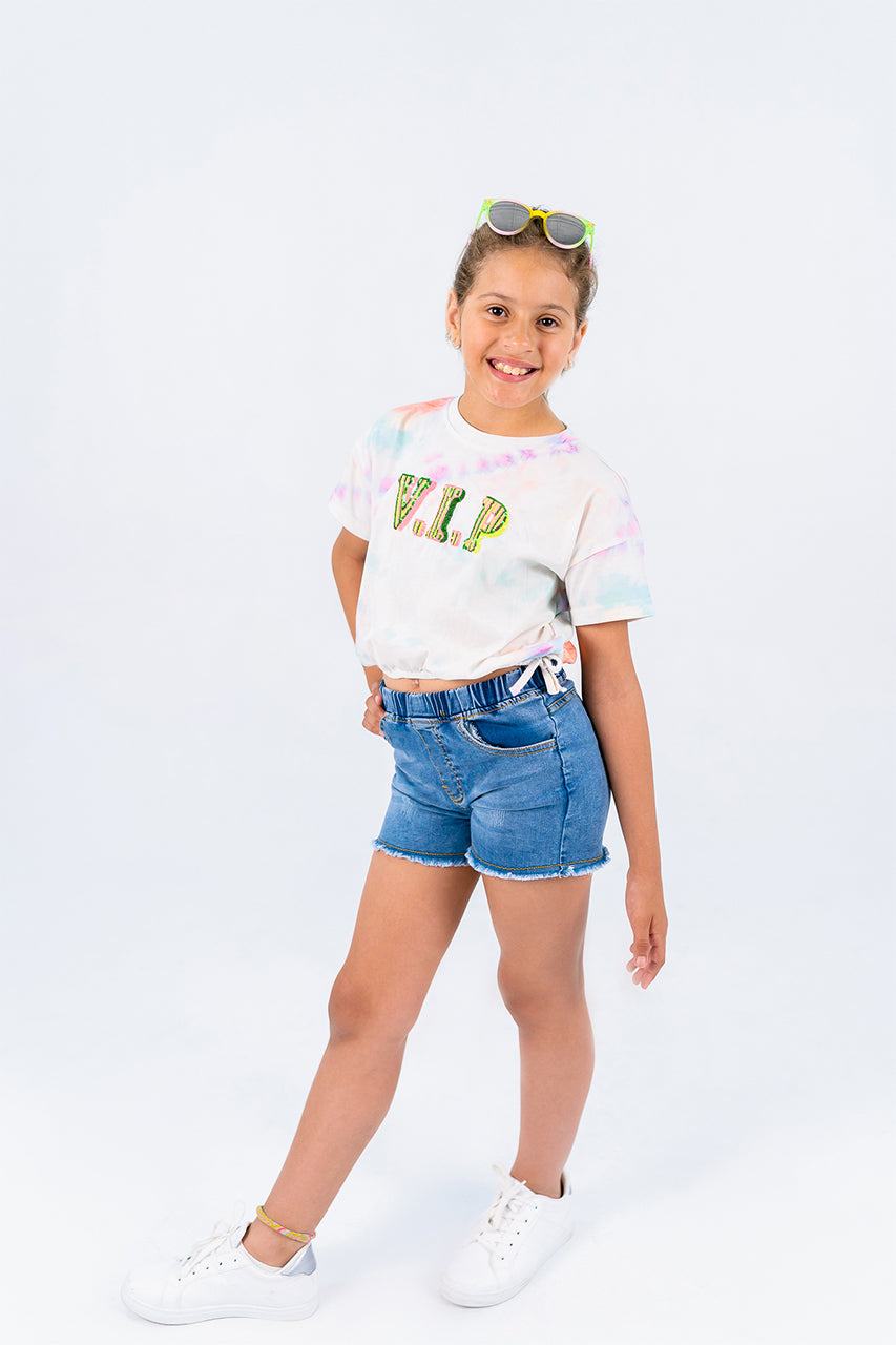 Girls crop t-shirt with vip printed for Outwear