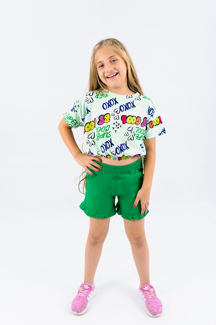 Girls crop t-shirt with super cool printed