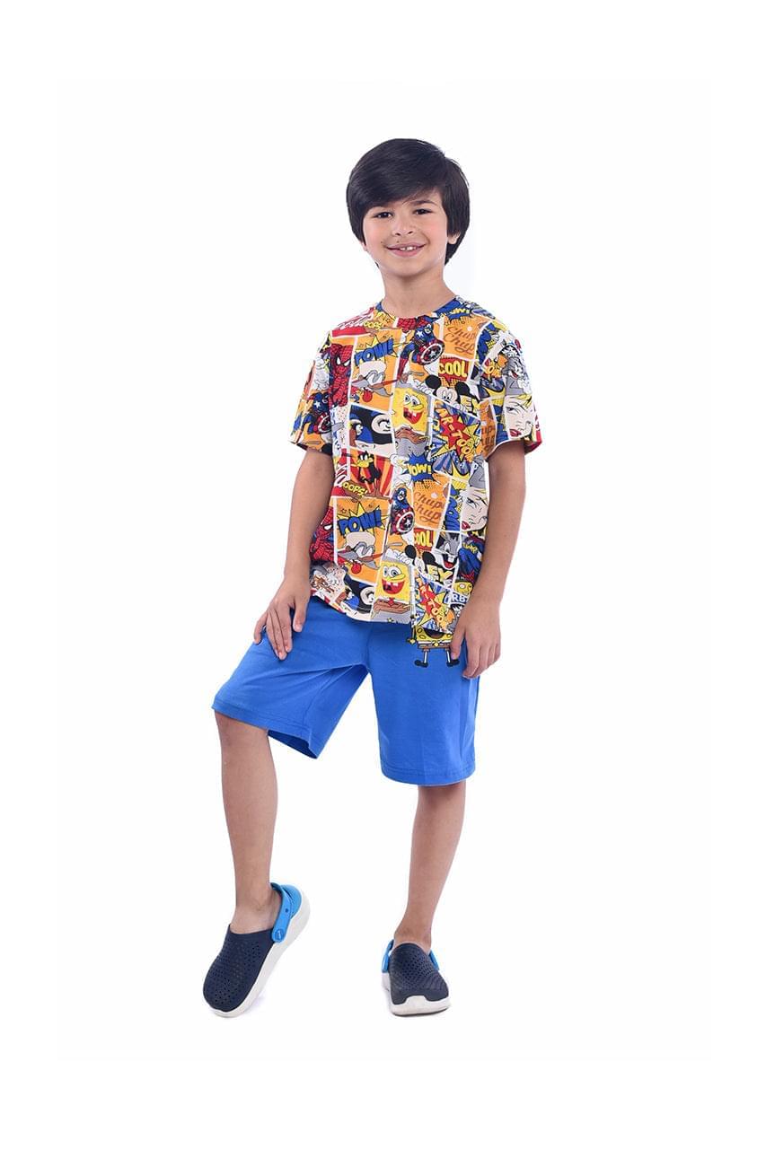 Boy's summer short pajamas with Sponge Bob print