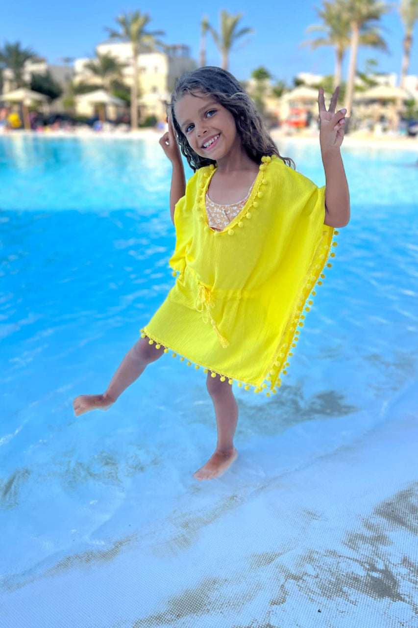Girl's Beach cover up - yellow with yellow accessories