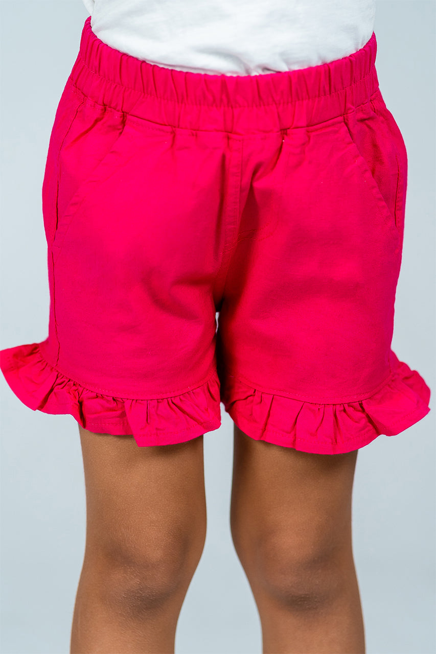Girls Ruffle Gabardine Shorts fuchsia