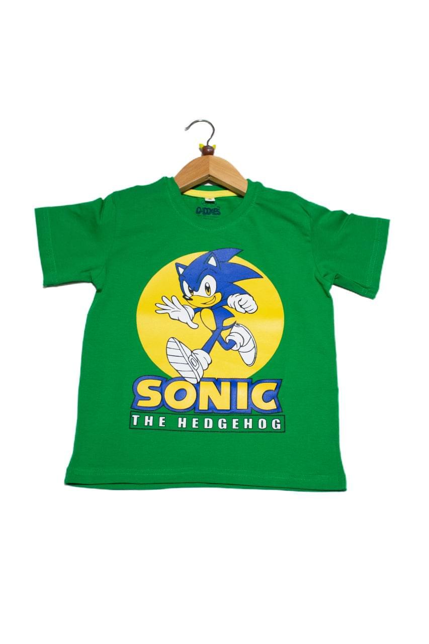 Boy's cotton green t-shirt with Sonic design