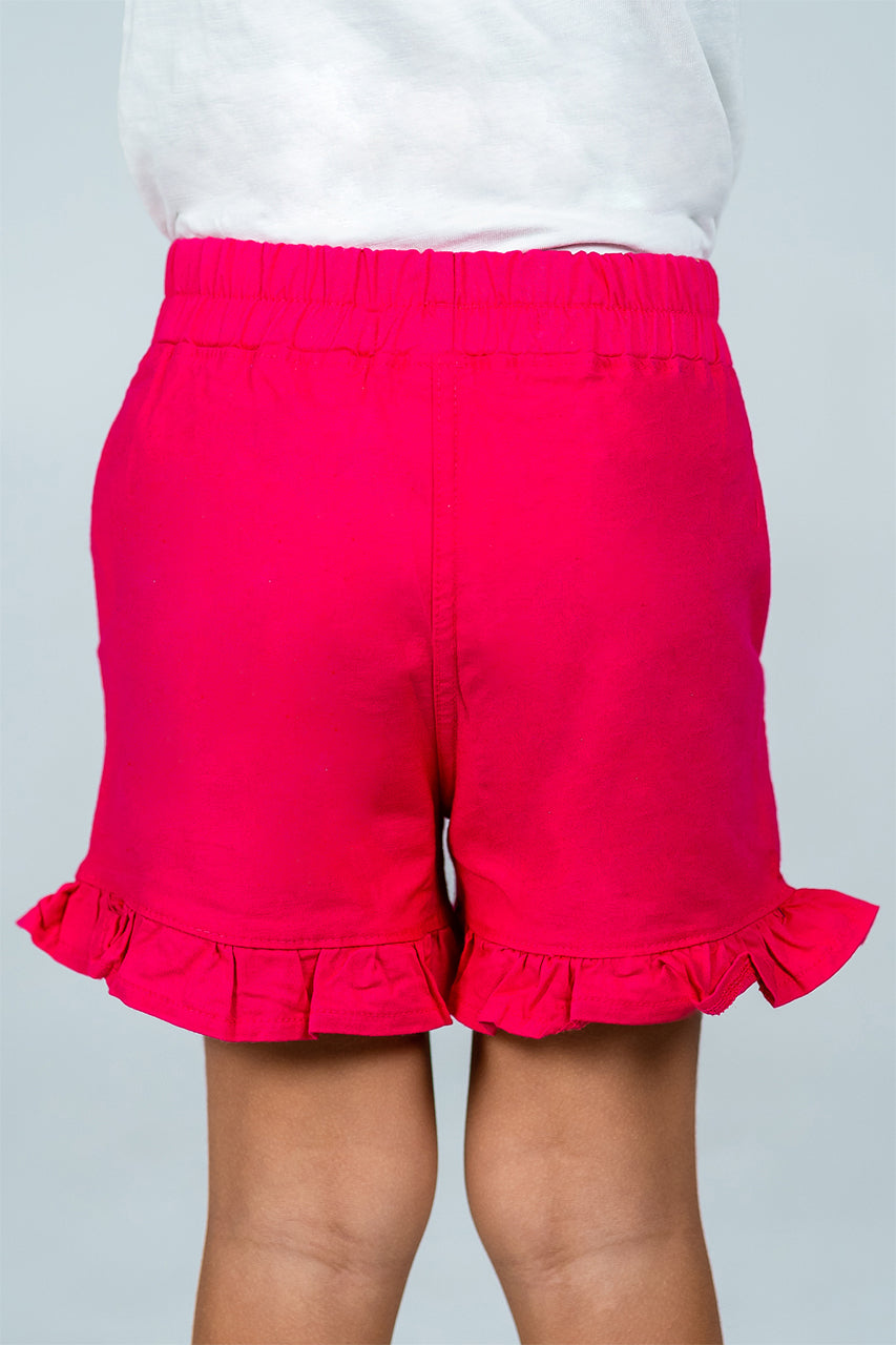 Girls Ruffle Gabardine Shorts fuchsia