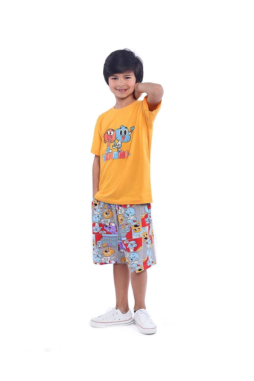 Boy's Short pajamas with Gumball printed - side view