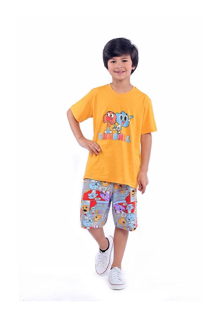 Boy's Short pajamas with Gumball printed - front view