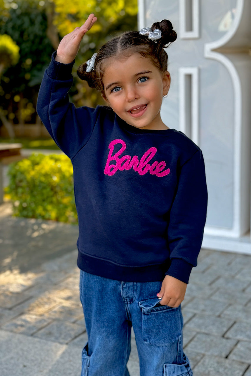 Girls Sweatshirt with Barbie printed - Navy