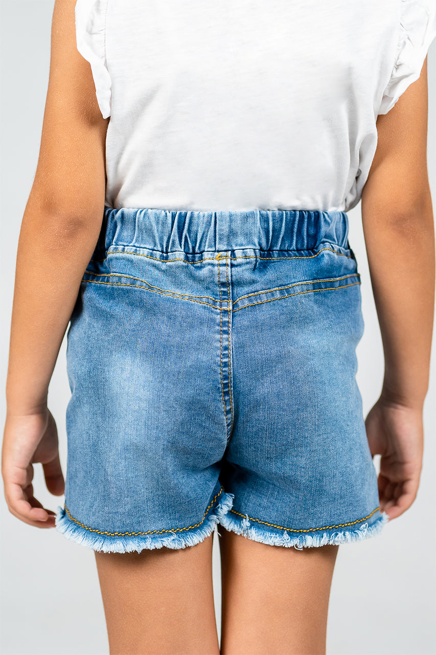 Girl's Mini jeans shorts with Elasticated Waist