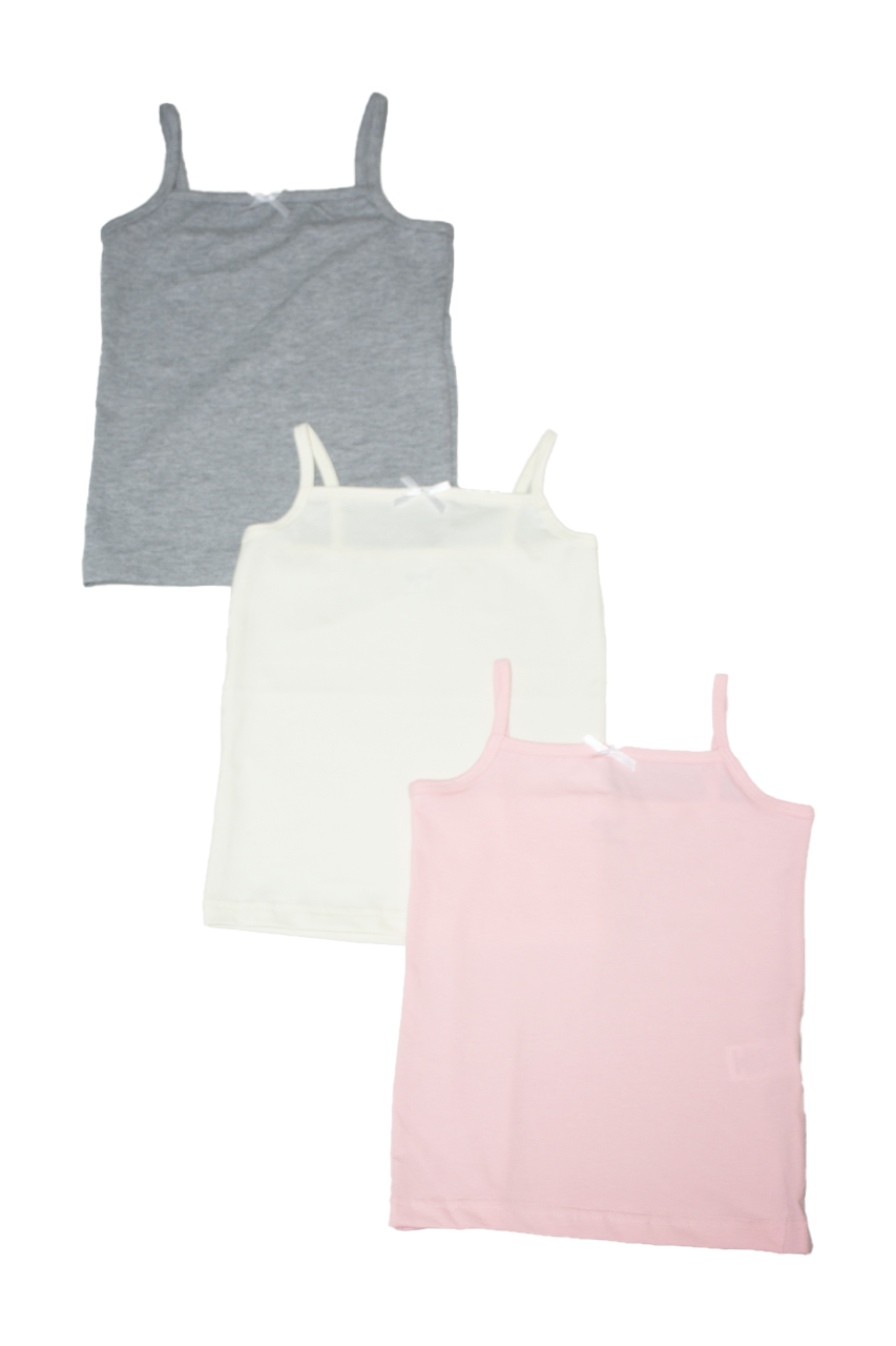 Girl's cami vest underwear with thin strap - 3 pieces