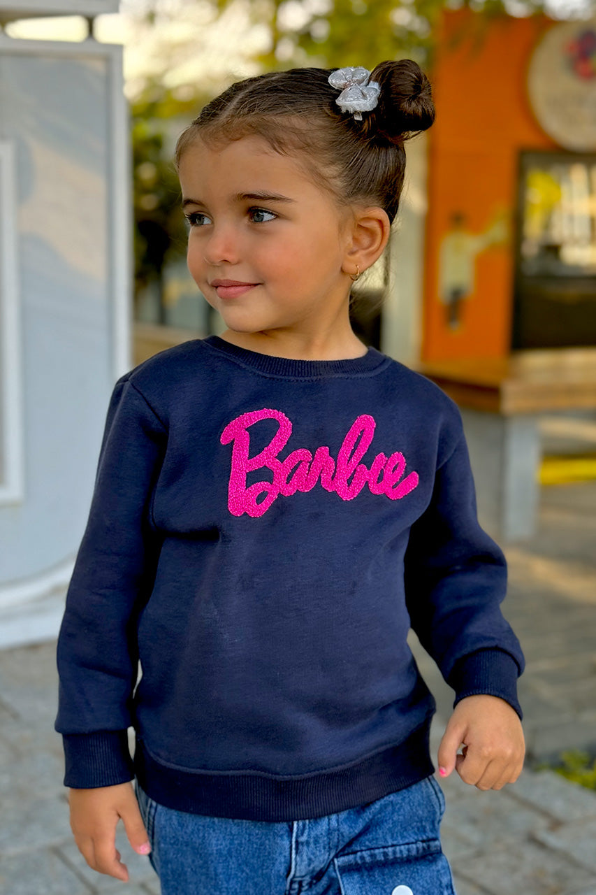 Girls Sweatshirt with Barbie printed - Navy