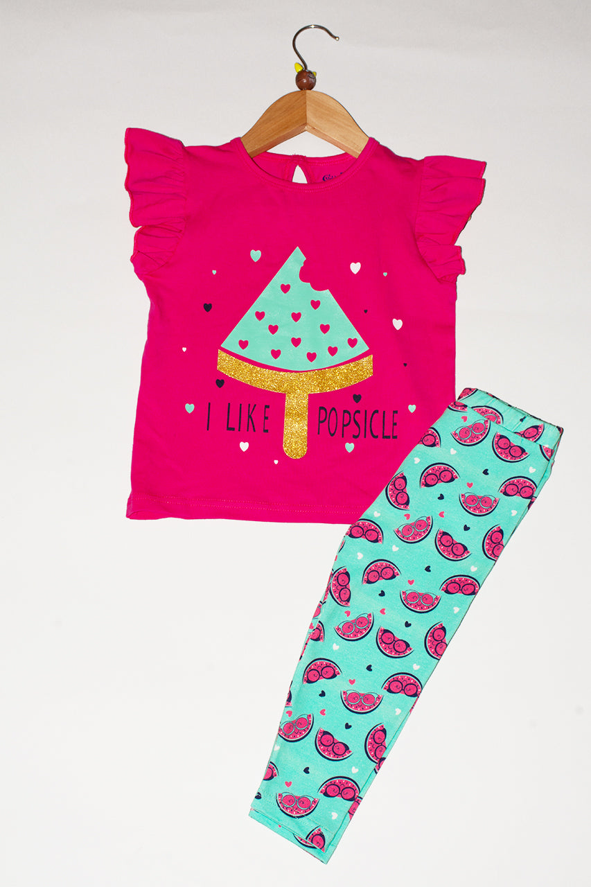 Girls' summer pantacor pajamas - Cotton - watermelon Fuchsia printed