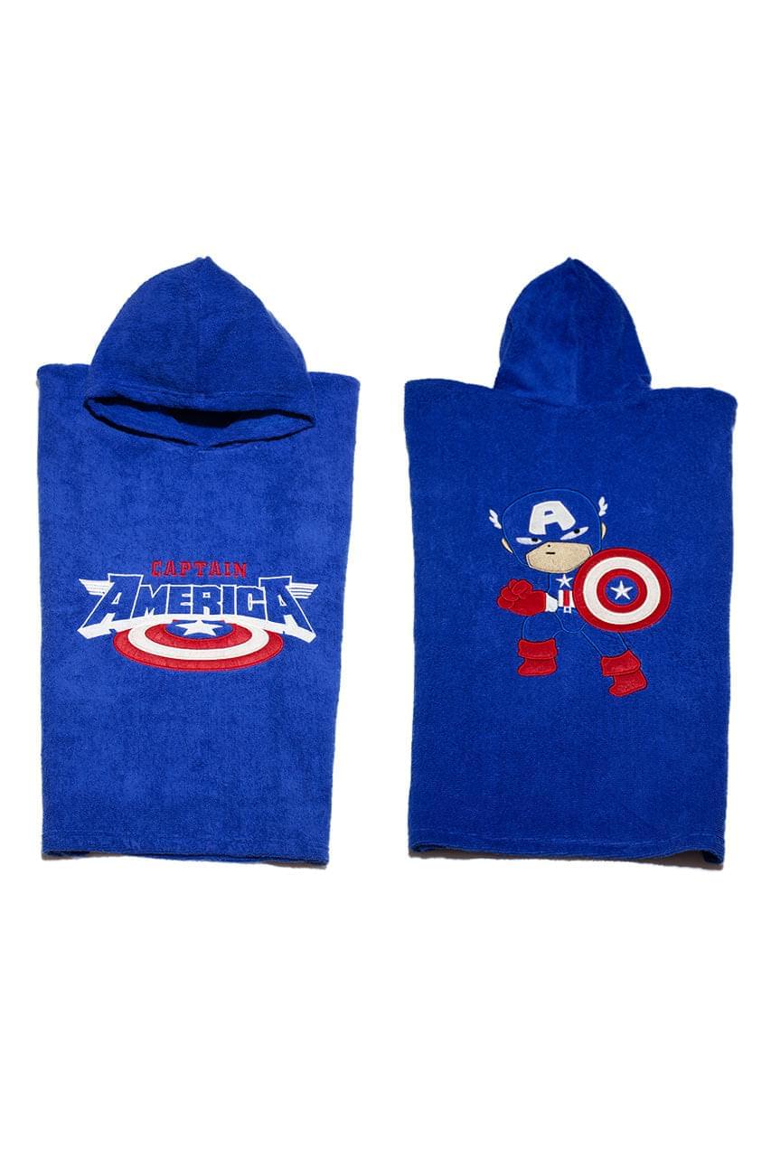 Boy's Towel poncho with a Captain America print