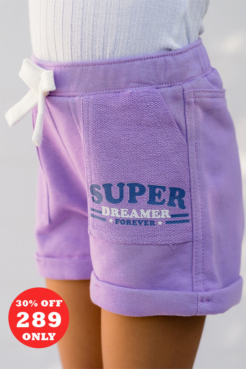 Girls summer melton Short - Purple