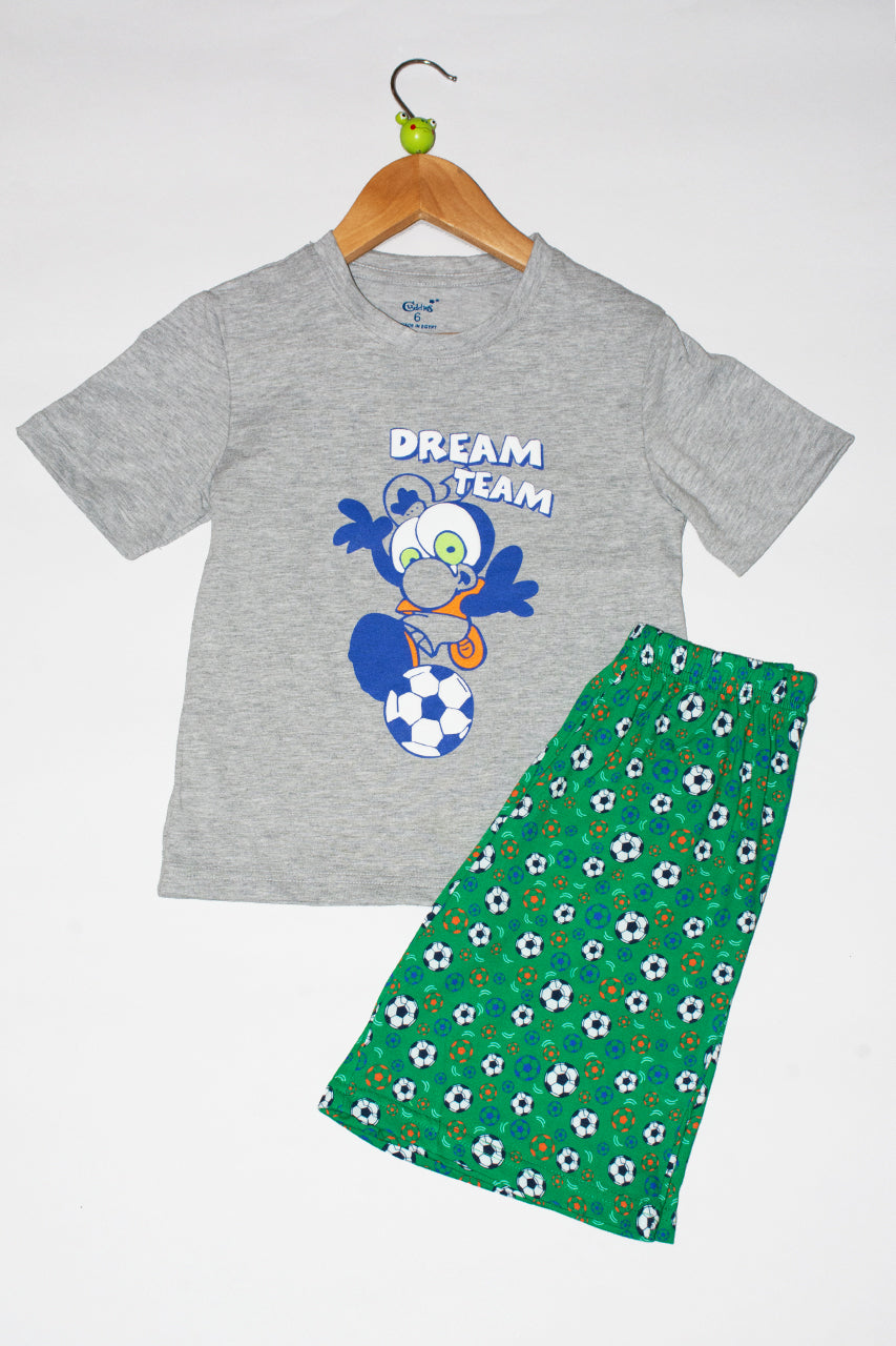 Boys' cotton short pajama set from Dream Team Gray - 2 pieces