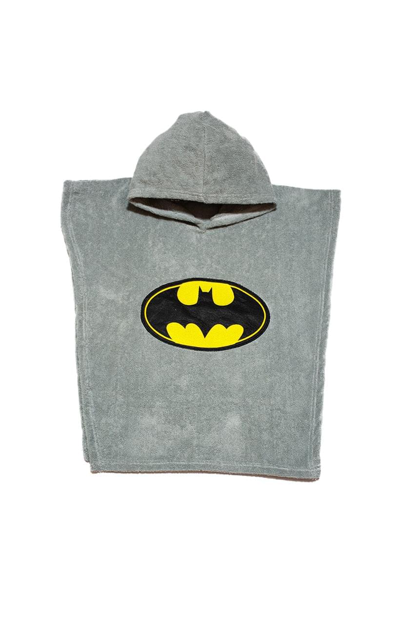 Boy's Towel poncho with Batman print - gray