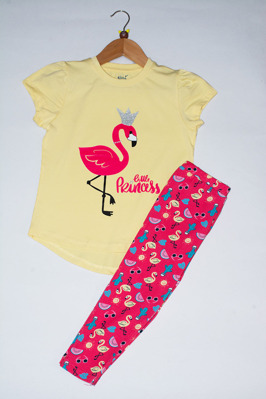 Mommy & me matching summer Cotton pajamas-Little flamingo - 2 pieces