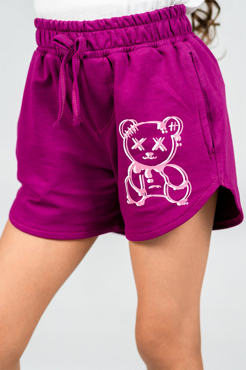 Girl's Mini Shorts with a Elasticated Waist and Teady printed