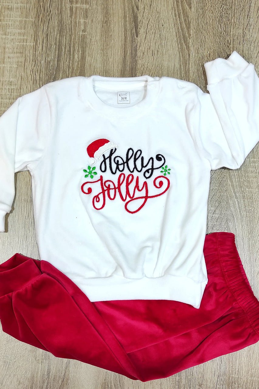 Winter family Matching Christmas pajamas with A deer embroidery - White