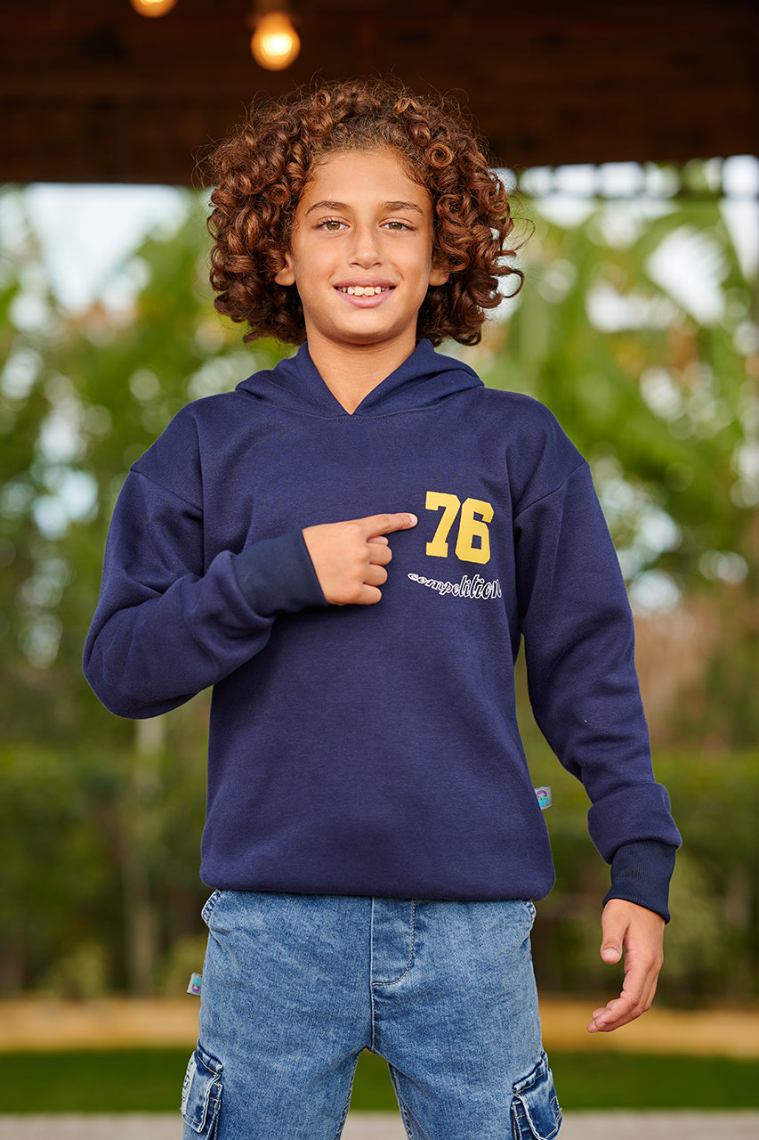 Boys' Hoodies Sweatshirt with basketball printed -navy