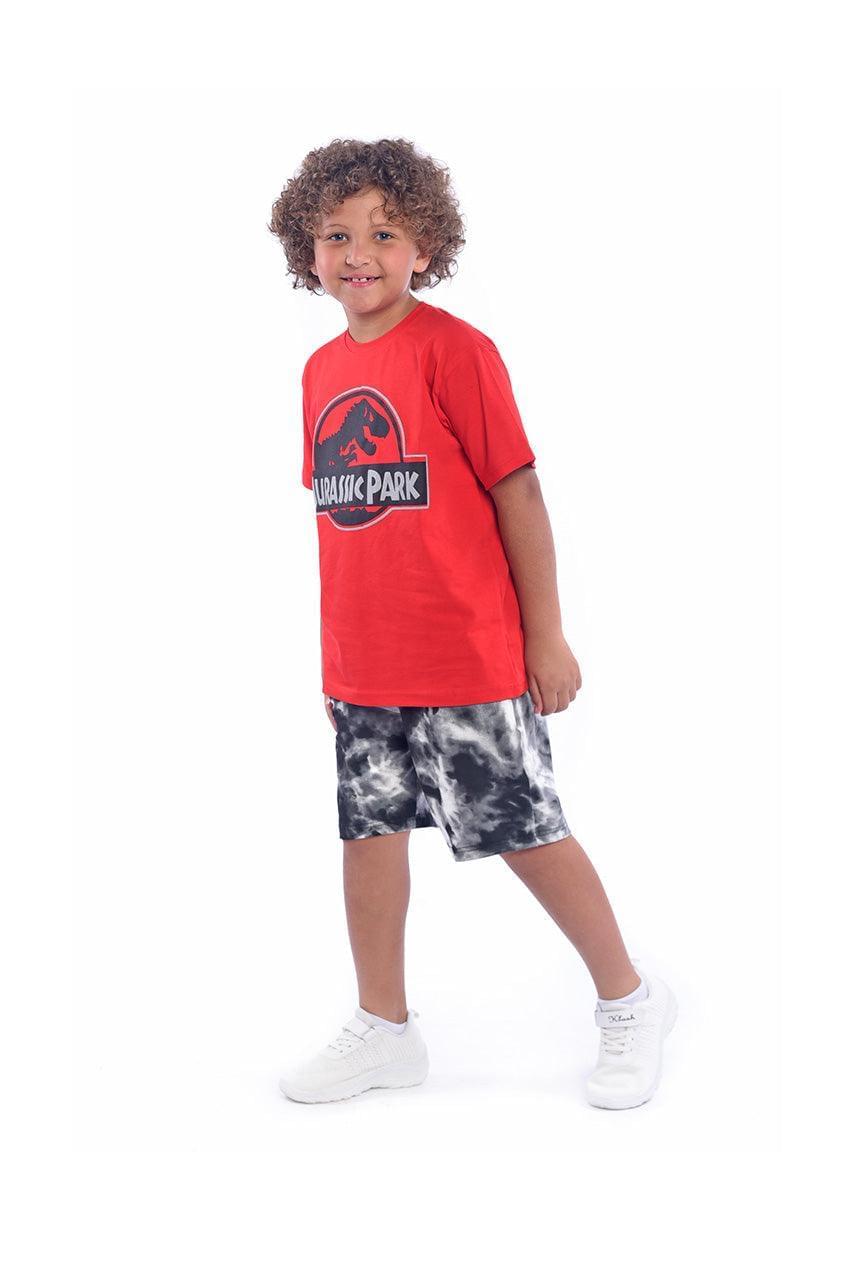 Boy's short pajamas with Jurassic Park printed - side view