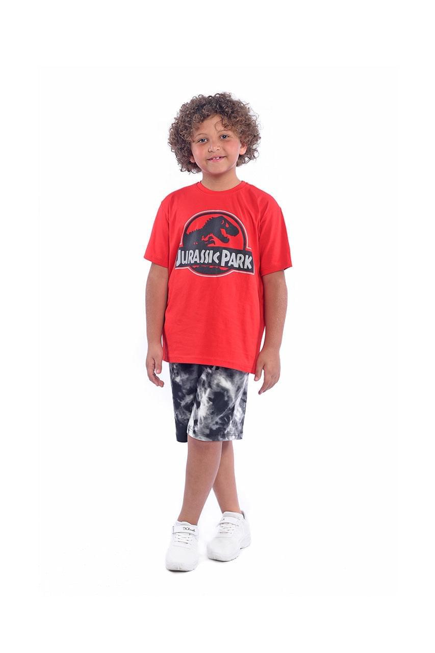 Boy's short pajamas with Jurassic Park printed - front view