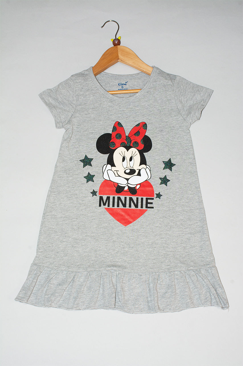 طقم قميص نوم بناتي بطبعة Minnie Mouse