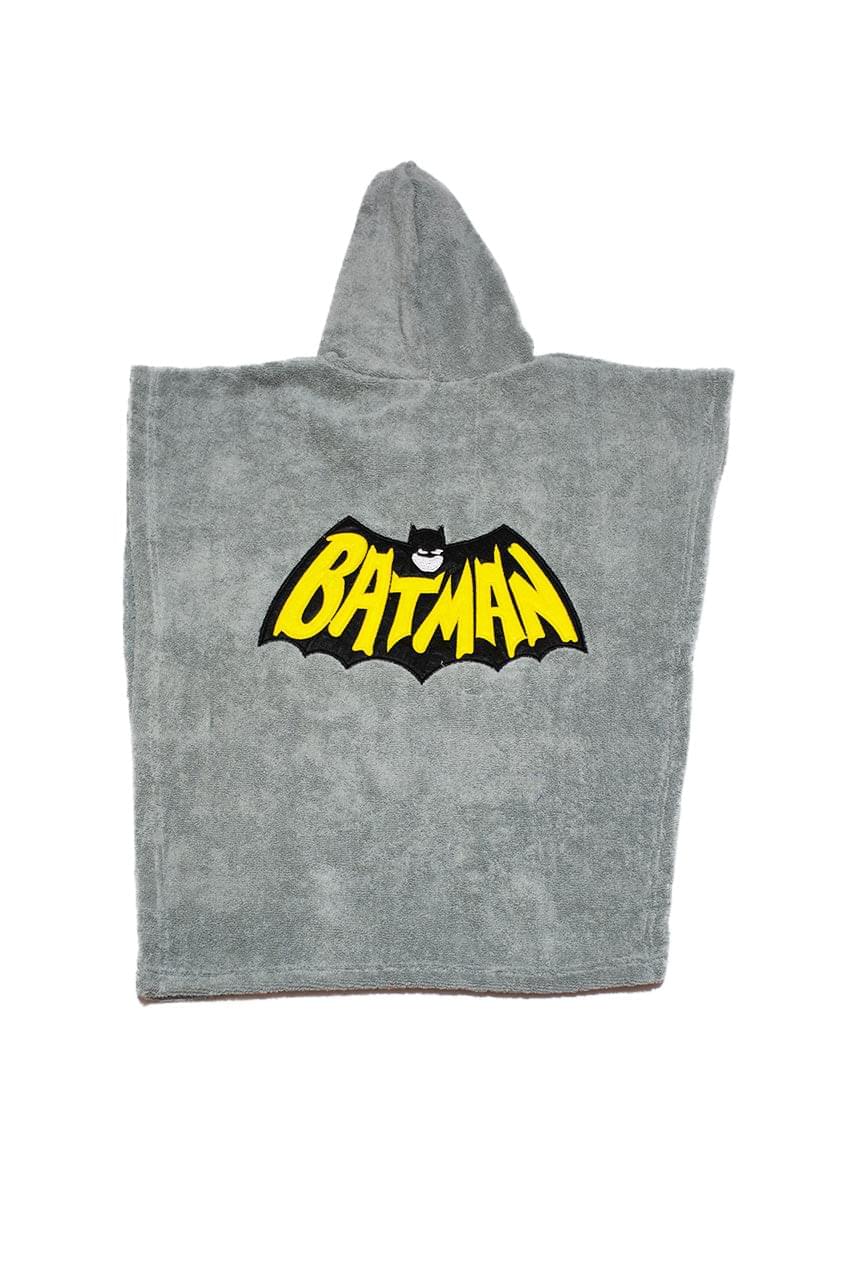 Boy's Towel poncho with Batman print - gray