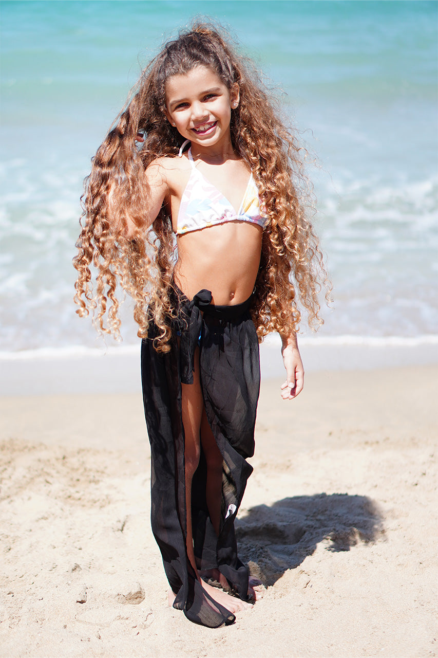 Black Chiffon Beach Skirt for Kids