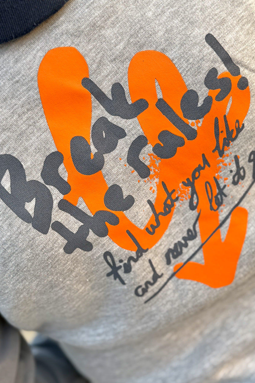 Boy's baseball jacket with skate more printed Gray - "break rules" text design
