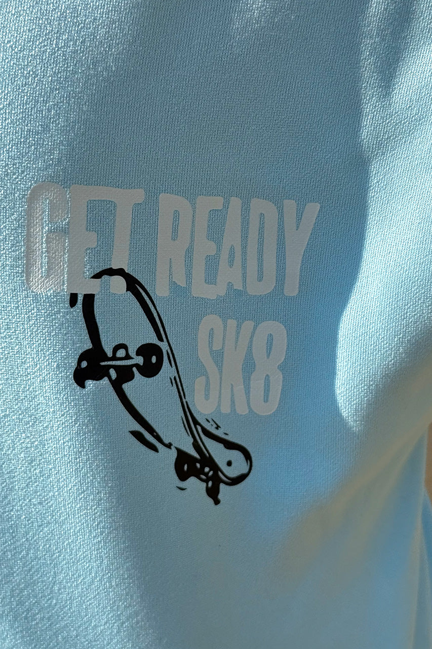 Boy's zip-up hoody with get ready printed Baby blue - text design