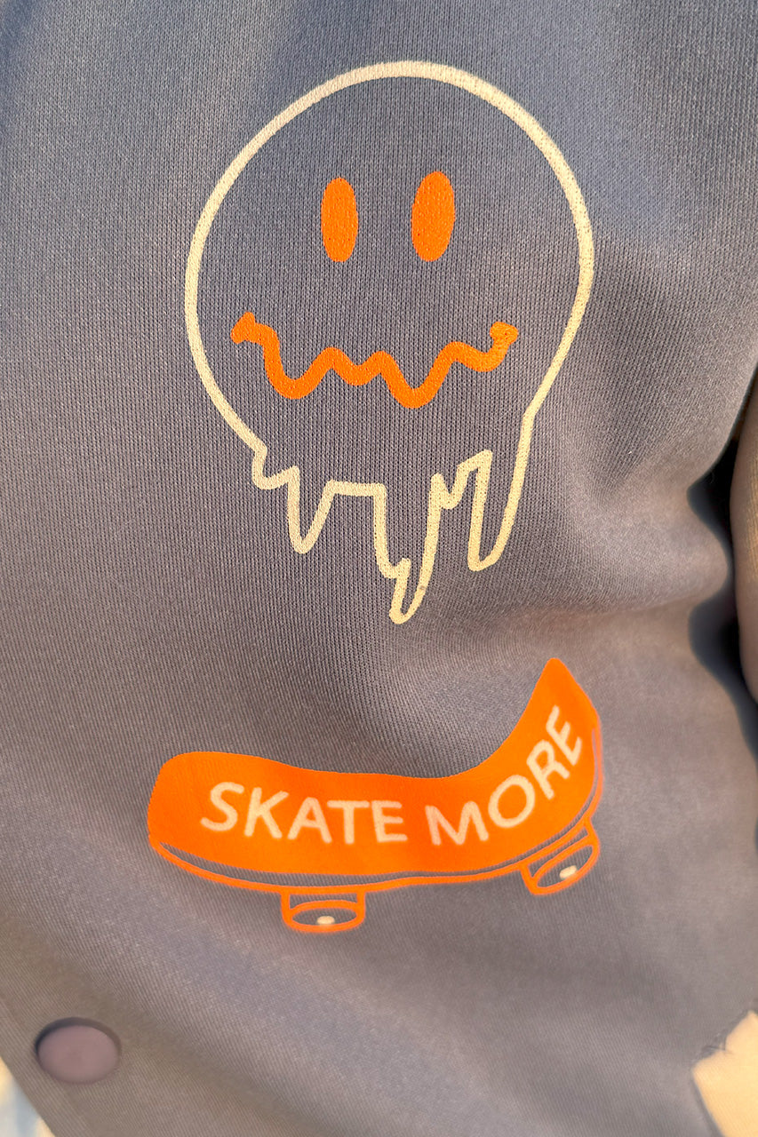 Boys' baseball jacket with break the rules printed Gray & Beige - skate more