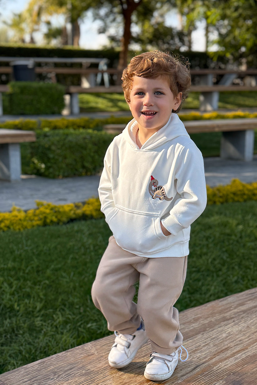 Boys hoodie with kangaroo printed White - side view