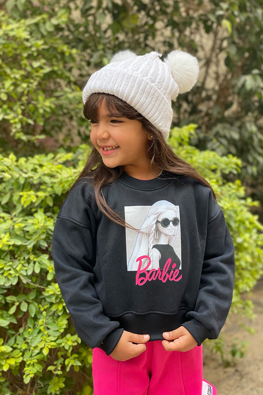 Girl's Sweatshirt with Waistband and Barbie Print 4-14 years old