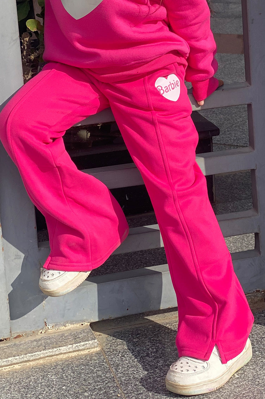 Girls Flare Charleston Pants with Front Slits leg - Fuchsia