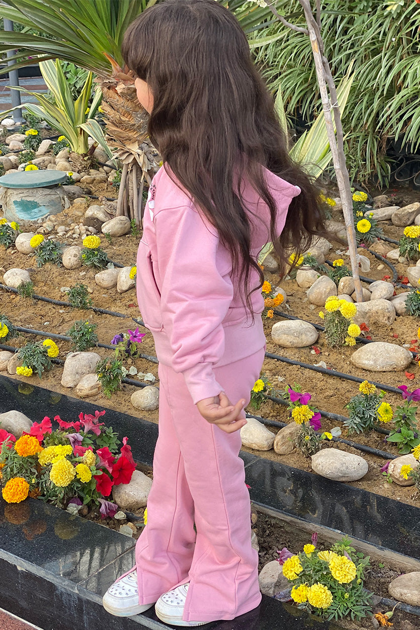 Girls Flare Charleston Pants with Front Slits leg Kashmir  - side view 2