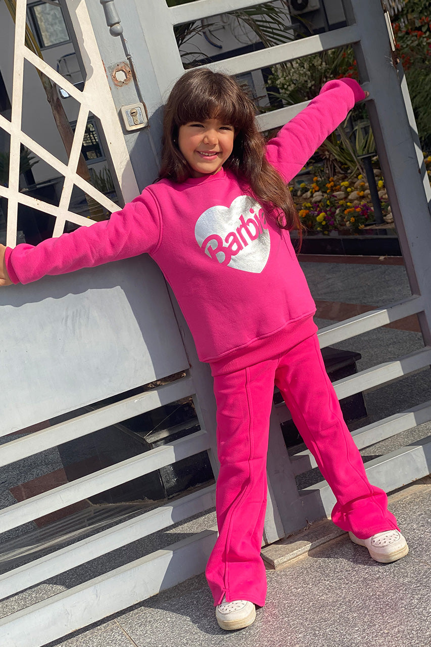 Girls Sweatshirt Barbie in heart design fuchsia - 2