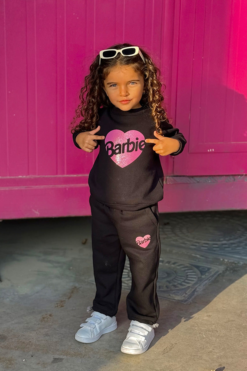 Girls Sweatshirt with Barbie printed - Black - side view