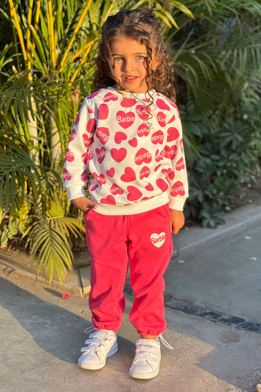 Girls Sweatshirt with allover printed-Pink - cute girls