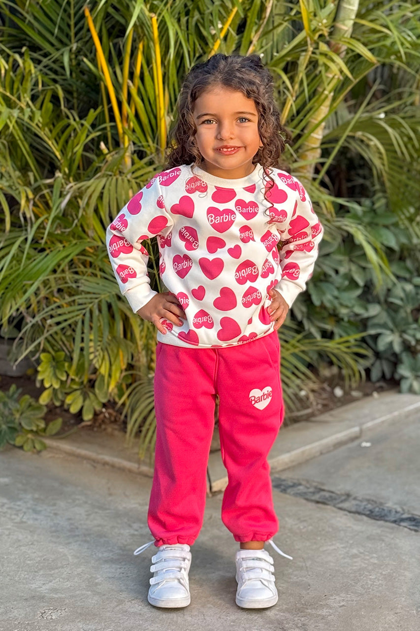 Girls Sweatshirt with allover printed - Pink- front view