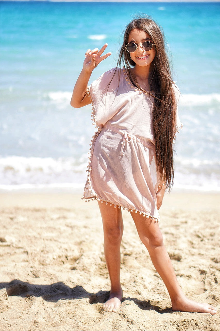 Girls' beach cover up wear with accessories - Beige