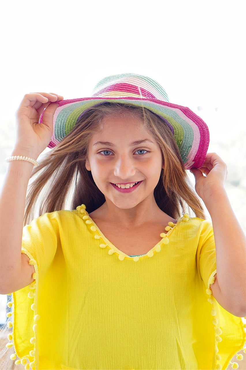 Girls' beach cover up wear with accessories Yellow  zoom in