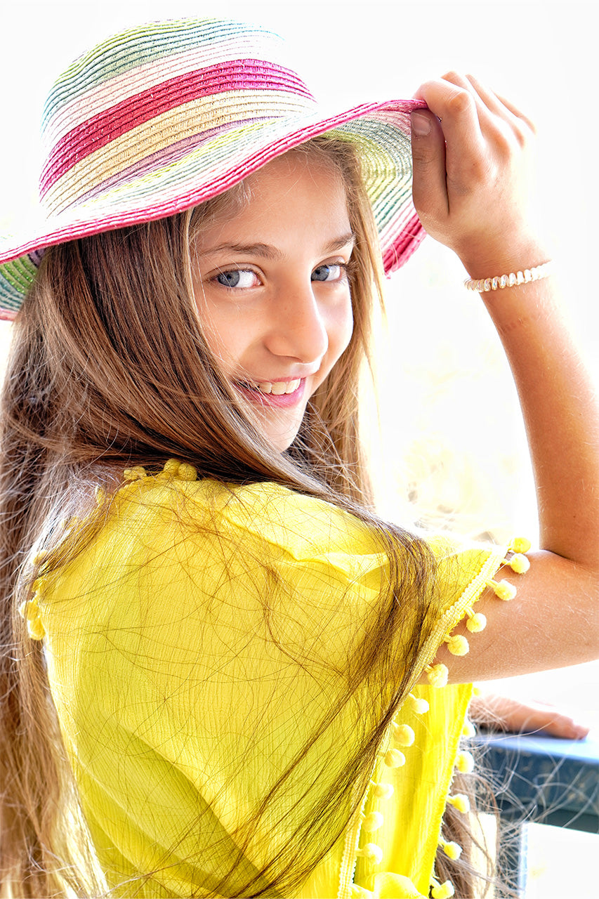 Girls' beach cover up wear with accessories Yellow  zoom in side view