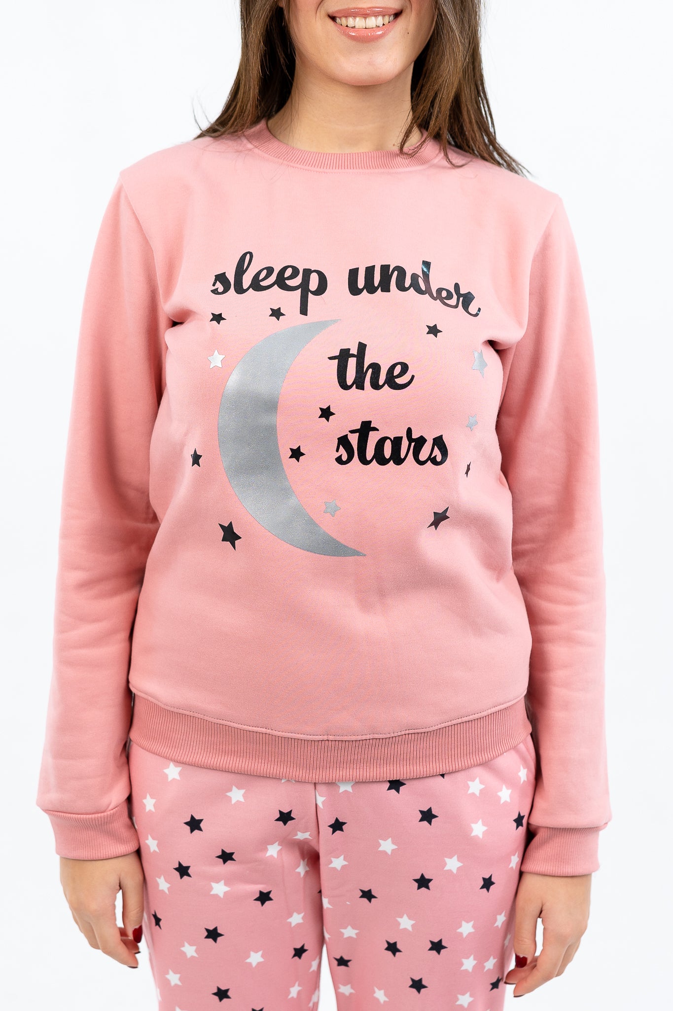 Girl's Kashmir winter pajamas with 'sleep under the stars' print